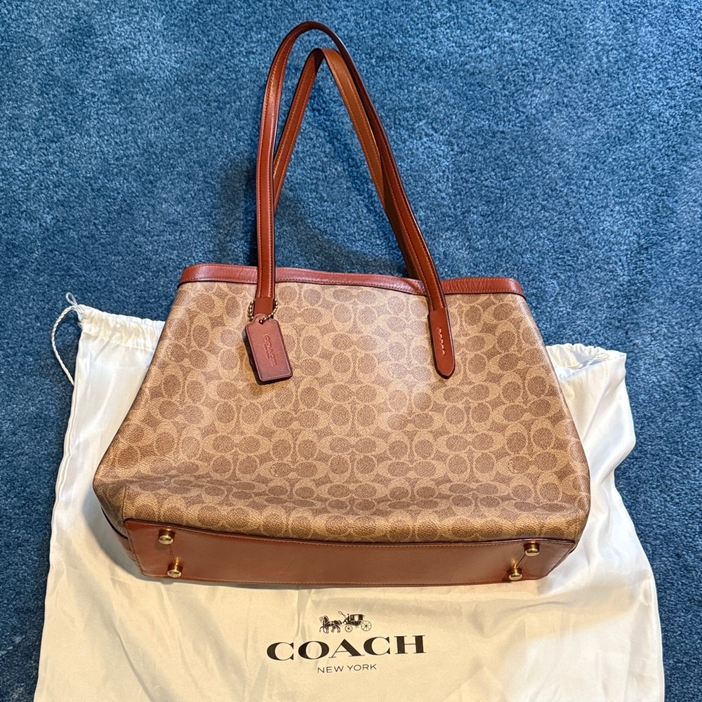 Coach Signature Tan and Brown Tote
